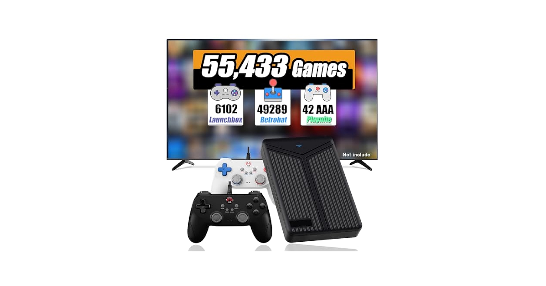 Retro Game Console HDD 4TB with 55433 Video Games, 75