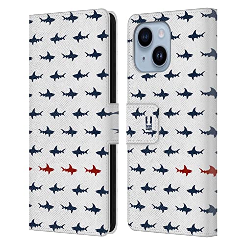 Étui portefeuille Requin iPhone 14 Plus en cuir élégant Head Case Designs