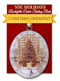 Rockefeller Center Skating Rink Christmas New York Ornament – NYC Tree Scene Holiday Collectible, Double-Sided Brass with Glitter, Epoxy & Gift Box, 2.5 x 3 in