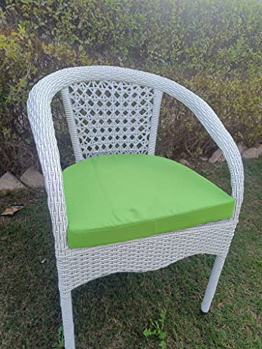 Image of Anaya Decor D-8 Chairs Table Set 4+1 Wicker Patio Furniture Sets 4 Chair and 1 Table with Cushions for Garden Balcony Bedroom Powder Coated Frame Uv Protected Wicker (Off White+Green)