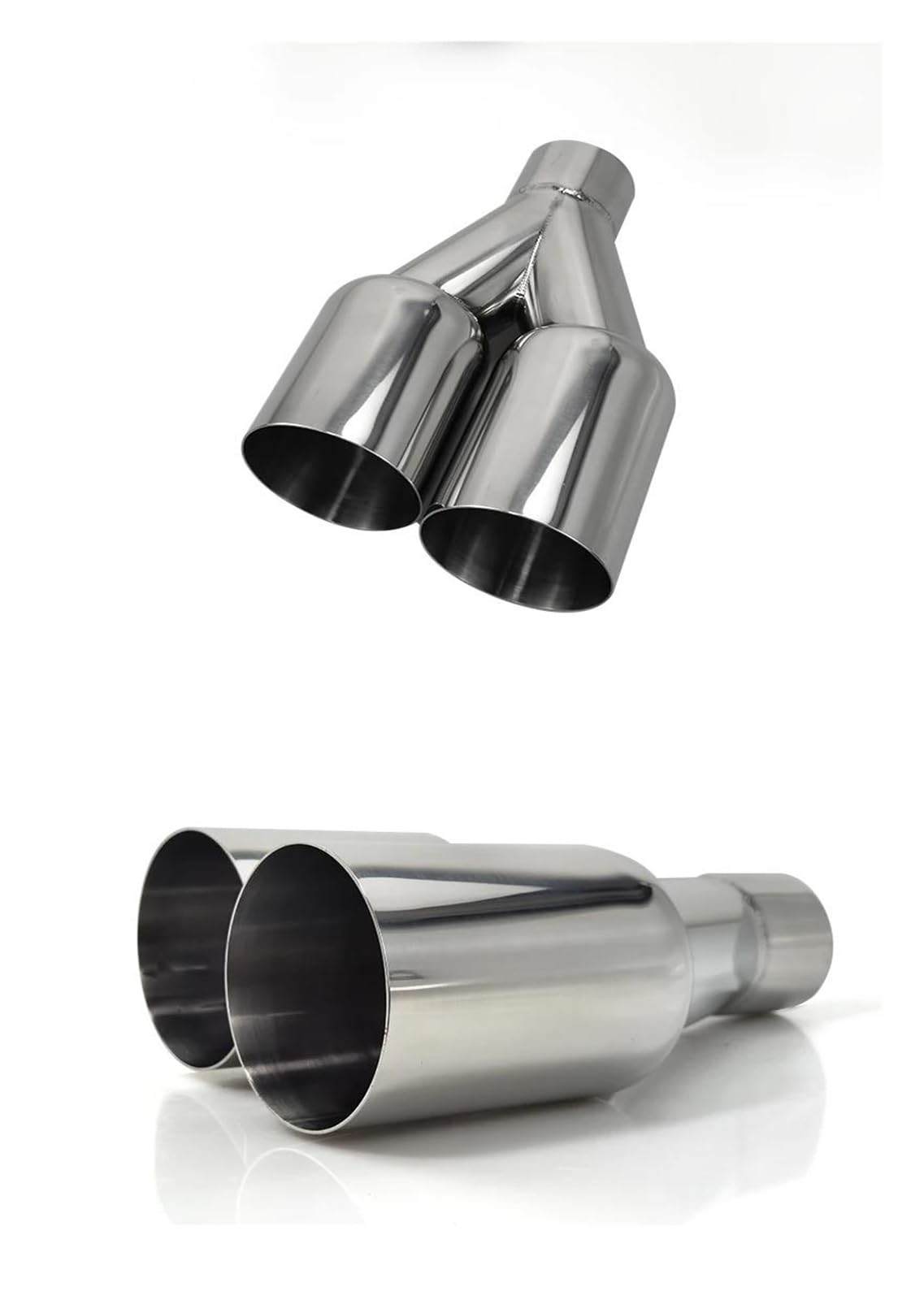 Tubo Scarico Per Automobili Terminale Scarico Doppio In Acciaio Inossidabile Con Bordo Dritto Saldato In Argento Lucido Terminale Scarico Auto(Right inlet63mm)