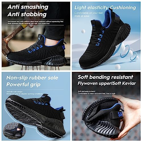 Micoklinlin Steel Toe Sneakers for Men Work Lightweight Safety Shoes Smash and Puncture Resistant Non-Slip Hiking Shoes4