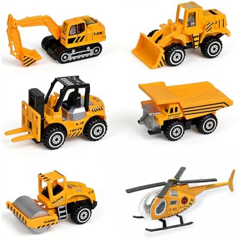6 Pcs Construction Vehicle Toys, Die Cast Mini Construction Vehicles image 4