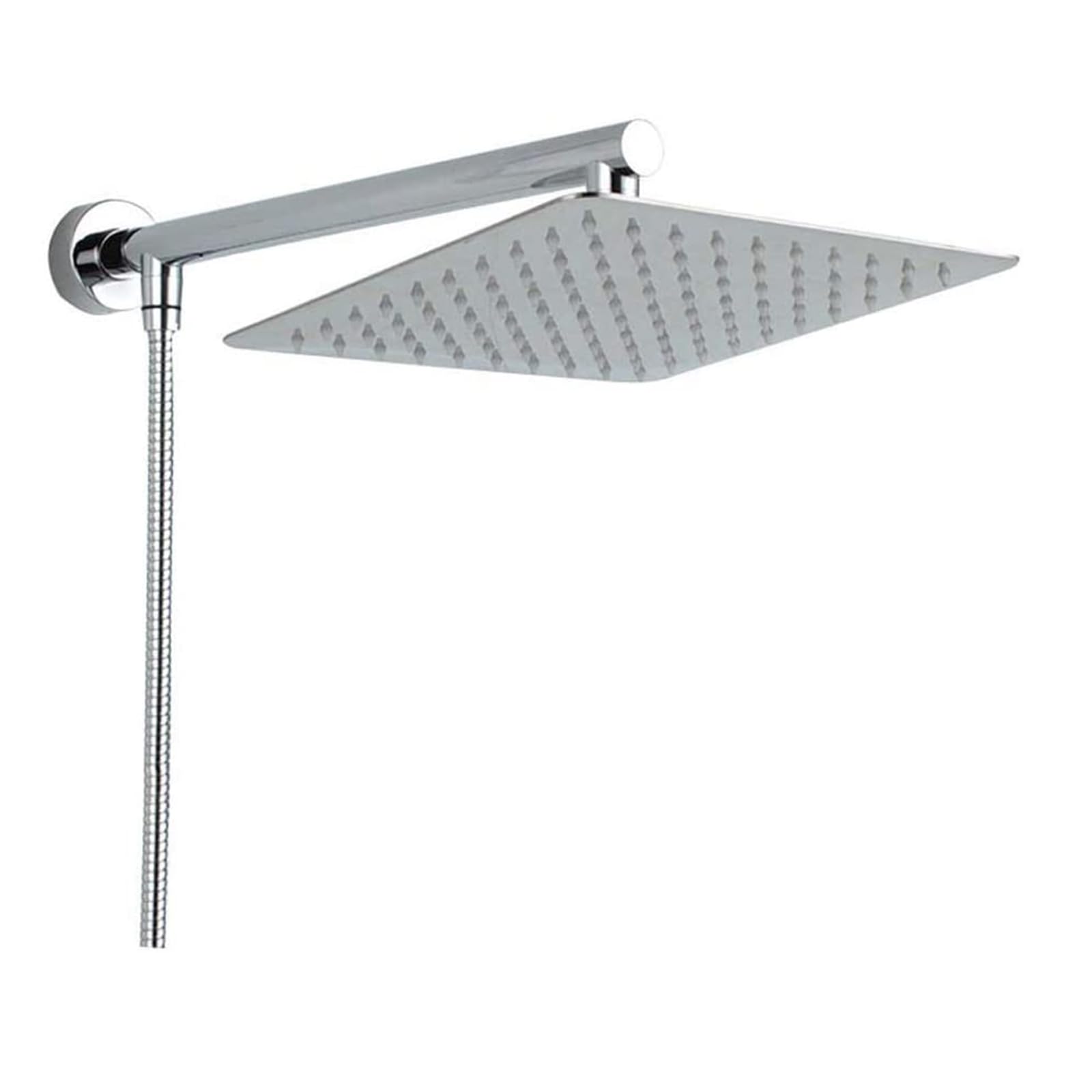 Rozin 8 Zoll Duschkopf Set mit Brauseschlauch Duscharm, Quadratisch Ultra Dünn Edelstahl Chrom Duschkopf Wandmontage Duscharmatur