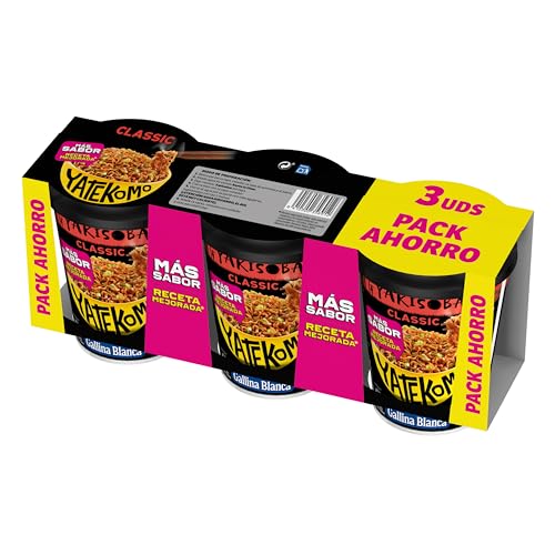 Yatekomo · Fideos Orientales Yakisoba Classic | Preparado de Noodles Orientales. Receta Japonesa con Verduras y Salsa Oriental. Fácil y Rápido: Listo en 3 Minutos. 3 raciones, 3 boles de 93 gramos.