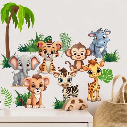Animal Wall Decals - Premium Vinyl Jungle Animal Stickers for Nursery & Kids’ Room - Easy-to-Apply Safari Wall Decor with Vibrant UV Printing