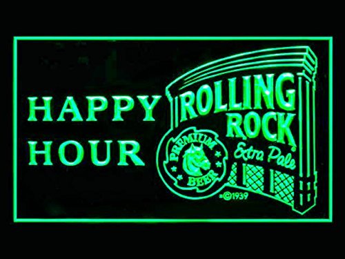 Lamazo Rolling Rock Beer Happy Hour Drink Led Light Sign