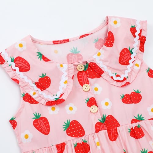 Image of HILEELANG Girls Cotton Dress Sleeveless Peter Pan Collar with Pockets