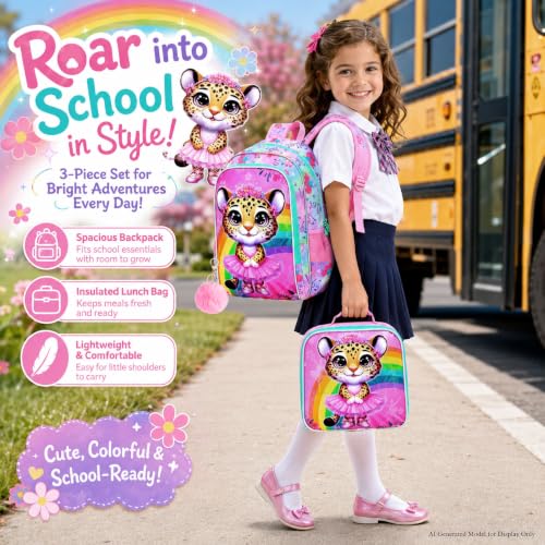 Image of WZLVO 3PCS Kids Backpack for Girls, Unicorn Dinosaur Animal Prechool Elementary Kindergarten School Bookbag with Lunch Box