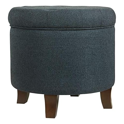 HomePop Home Decor | Gepolsterte runde Samt-Fußstütze | Ottomane mit Stauraum für Wohnzimmer und Schlafzimmer Cover