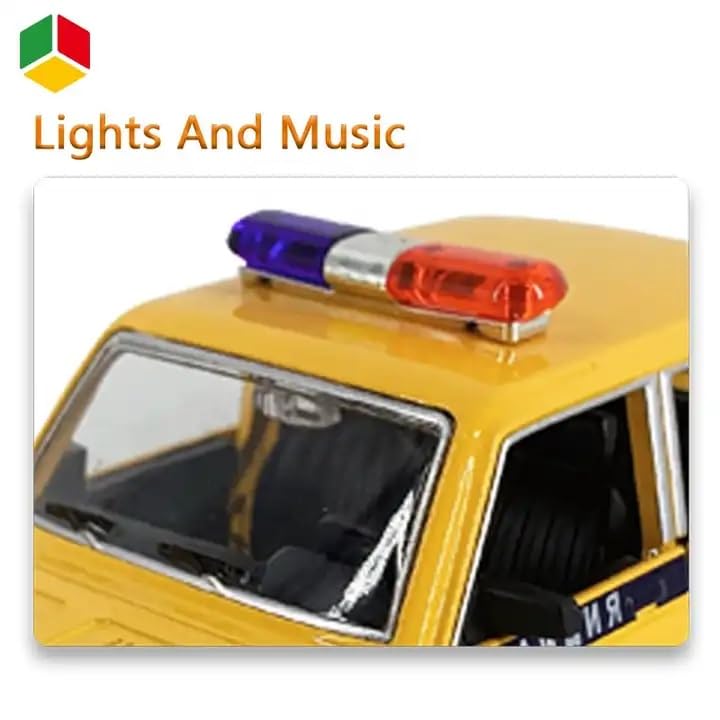 Image of 1 /24 Big Russian Police Jeep Toy Car Metal Pull Back Diecast Car with Openable Door and Sound Light, Gifts Toys for Kids【 Blue 】