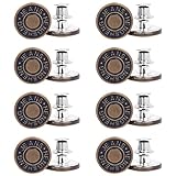 Jean Button Pins, 8 Sets Button pins for Jeans No Sew No Tools Instant Replacement Jean Buttons for Loose Jeans Pants