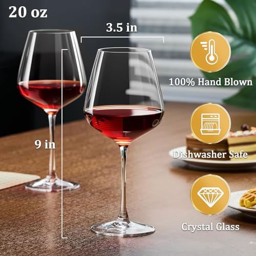 Image of PARACITY Wine Glasses, christmas gift, Clear Glass, Long Stem Wine Glass for Red and White Wine - 10 OZ (Set of 2) (2, 20, Fluid Ounces)