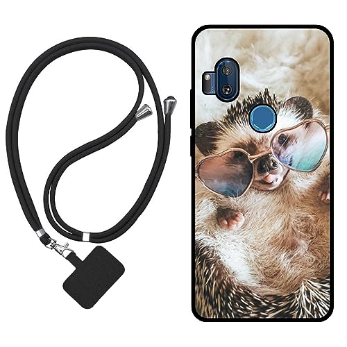 Sunrive Funda Compatible con Motorola Moto One Hyper,Slim Fit Gel Mate Carcasa Case Bumper de Impactos y Anti-Arañazos Espalda Cover (Erizo)+1 X Correa Universal