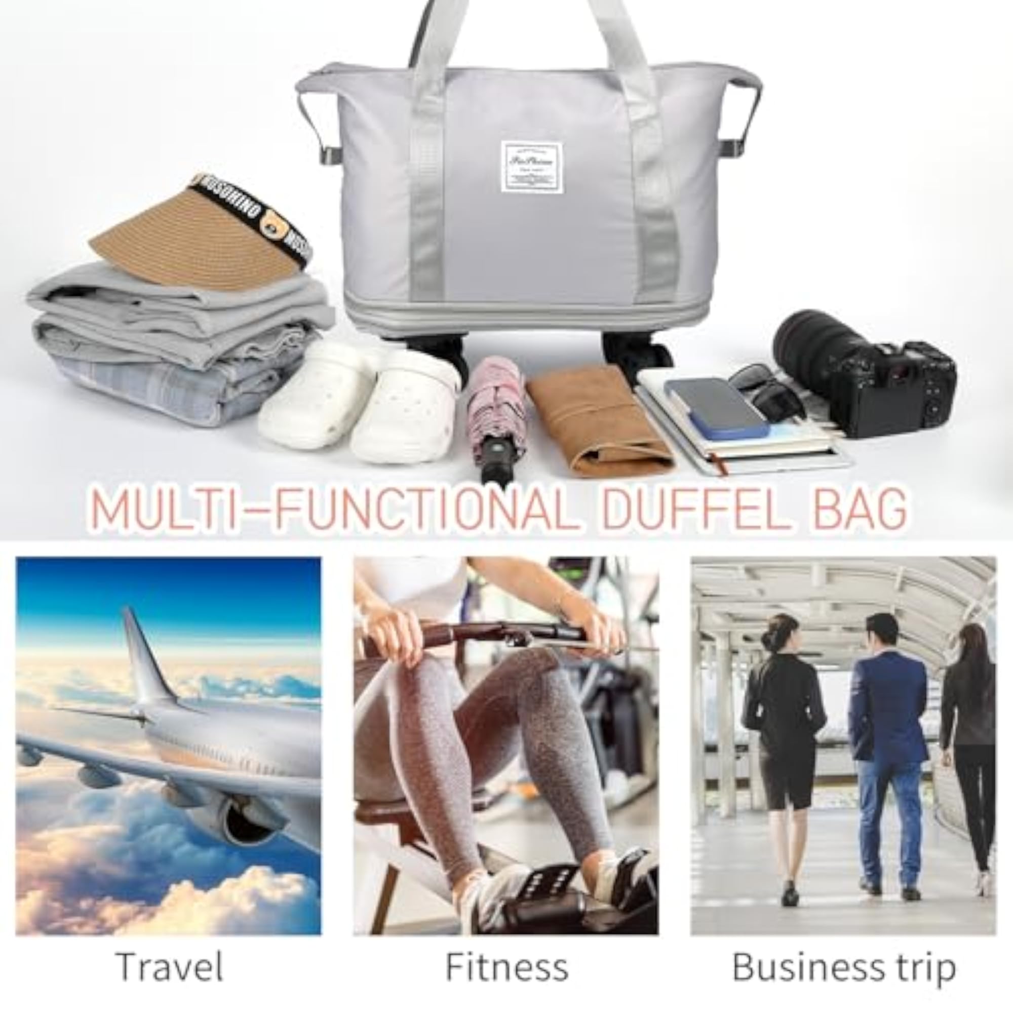 Expandable Rolling Duffle Bag with Wheels for Travel