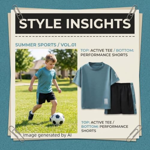 Image of Toddler Boys Clothes Mesh Athletic Summer Short Sleeve T-Shirt and Shorts Kids Outfit Set 3-10 Year