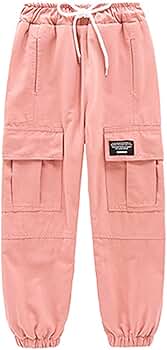 QBK Girls' Baggy Joggers Sweatpants - Lightweight, 4-Way Stretch, Cinched Cuffs, Pockets, For Ages 3T-14 Years