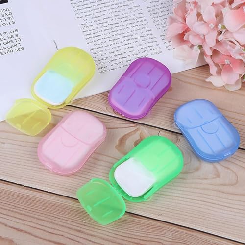 Image of Compact & Portable Paper Soap Sheets - 20 Sheets in a Travel-Friendly Box, Assorted Colors for Hygiene Anywhere