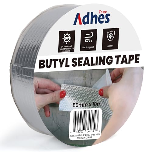 Image of Adhes Butyl Sealing Tape 2 inch x 33feet, Waterproof Rubber Adhesive Repair Tape for Roof, Window, RV, Pipe, Gutter & Leak Fixing - Weatherproof & UV Resistant