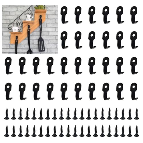 NAROSEBE 40 Pcs Mini Gancho Llaves Pared Ganchos Pared Negro Ganchos Pequeños Metalicos Hook Colgar Llaveros Colgador Llaves Pared Ganchos Antiguos para Colgar Llaves Totalla Ropa, de Acero Inoxidable