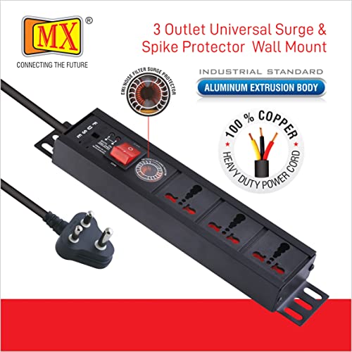 MX 3 Socket Extension Board Power Strip with Surge Protector Spike ...