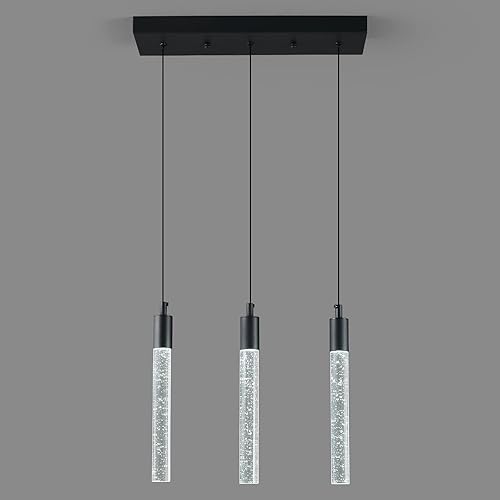 Iluminación moderna para isla de cocina, lámpara colgante negra, regulable, con acabado negro, mini luces colgantes de cristal para comedor, sala de