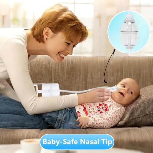 Image of Nasal Aspirator for Baby, Baby Nose Sucker, Booger Sucker with Hand Pump, Baby Nasal Aspirator with Replaceable Silicone Tips, Anti-Backflow Design & Cleaning Brush (Translucent, Plus)