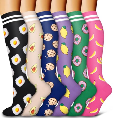 Image of Bluemaple 6 Pack Copper Compression Socks for Women and Men Circulation-Best Support for Medical, Running,Nursing,Athletic