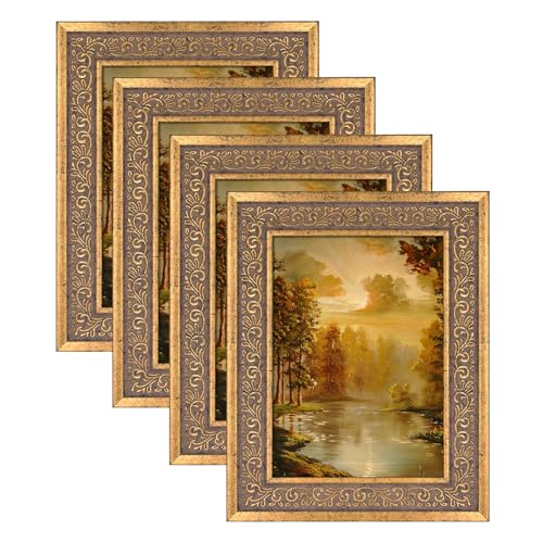Image of 5x7 Vintage Picture Frames,Antique Frames,Ornate Picture Frames for Wall Decor,4 Pack Gold Frames,Distressed Gold