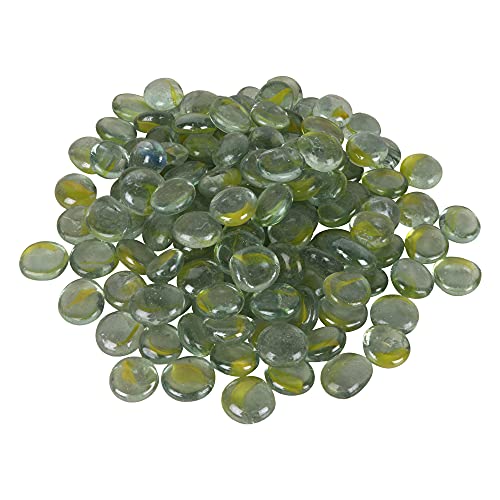 Image of Color Stone Decorative Shiny Glossy Flower Glass Pebbles for Vase Fillers Plant Pots Home Table Garden & Outdoor Decoration (Glassy Yellow)