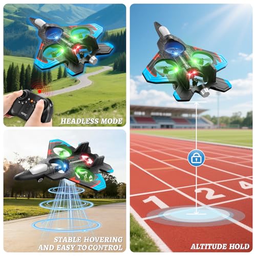 Image of Foam Remote Control Airplanes with 3 Batteries, RC Planes for Kids Adults 8-16, RC Airplane Fighter Jet with Light, 360 Flip Fighter Jet Toys, Stunt Roll, Airplane Toy Gifts for Kids Boys