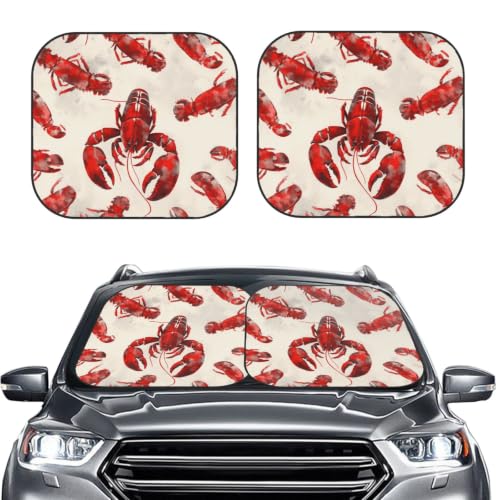 Pare-soleil voiture homard rouge pliable taille L pour protection pare-brise de véhicule