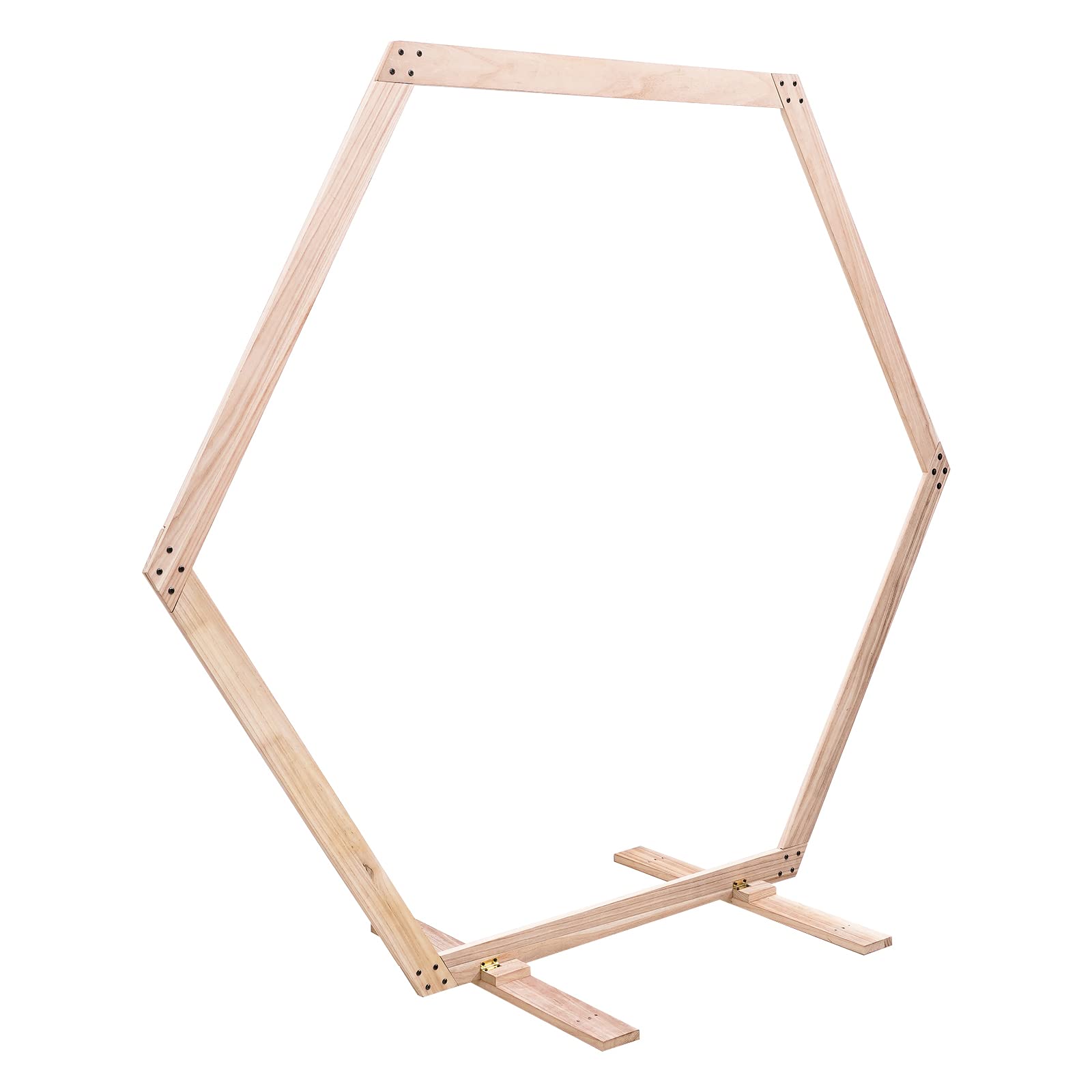 Cadre d'arche de mariage hexagonal en bois - Style rétro - Élégance - Planches épaisses - Grande capacité de charge - Pour mariages et anniversaires - 233 x 225 cm