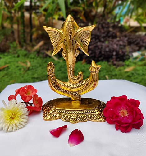 Estatua de Ganesha con acabado antiguo de aluminio miniatura 3