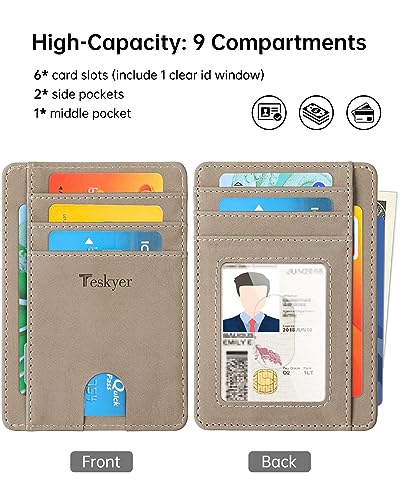 Image of Teskyer Slim Minimalist Wallet for Men, RFID Front Pocket Card Holder | Ultra Slim Front Pocket Design, 8 Card Slots, RFID Protection, Smooth Faux Leather for Everyday Carry