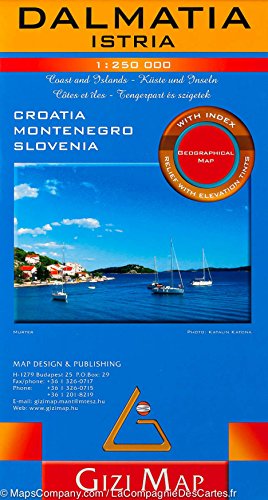 Dalmatia : Istria : 1:250,000 : Croatia, Montenegro, Slovenia : geographical map