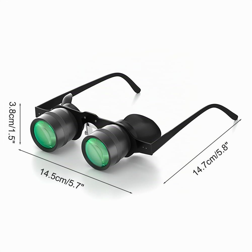 Lunettes Jumelles Mains Libres,Jumelles de Pêche Portables Légères,Mise au Point Réglable,Zoom 10X pour la Pêche,Observation des Oiseaux,Concerts Sportifs,Déficience Visuelle