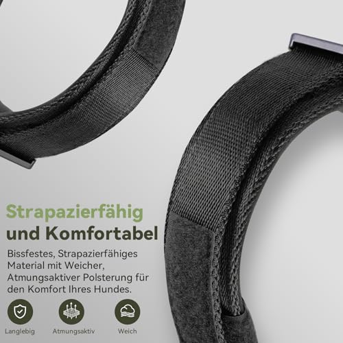 JIARUI Taktisches Hundehalsband mit Griff, Wasserdichter Airtag Hundehalsband, Dickes Verstellbares Halsband Hund mit Gepolstert, Metallschnalle für Mittlere Große Hunde (Schwarz, M(15'-18.5'))