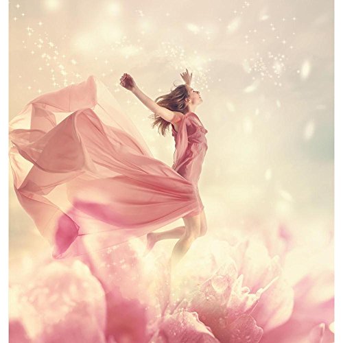 Pitaara Box Woman Jumping On A Giant Flower Unframed Canvas Painting 47.5 X 50Inch