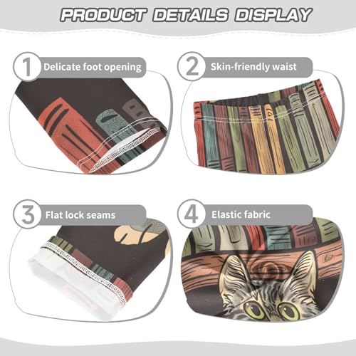 Toddler Girls Leggings Printed Yoga Pants Leggings Cat on Bookshelf for Kids3