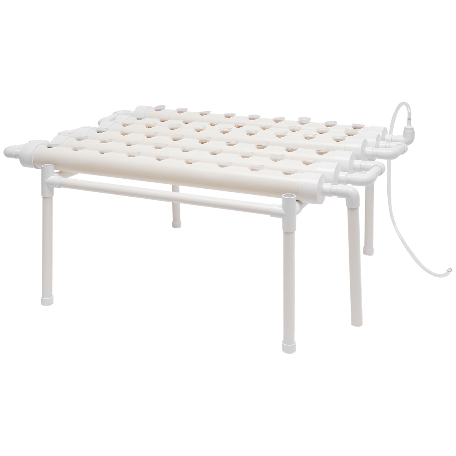 Kit de cultivo hidropónico, 102 x 62 x 35 cm, 54 agujeros, tecnología NFT con tubos de PVCU, sistema de cultivo hidropónico para hierbas, verduras, circulación de agua, para casa, oficina