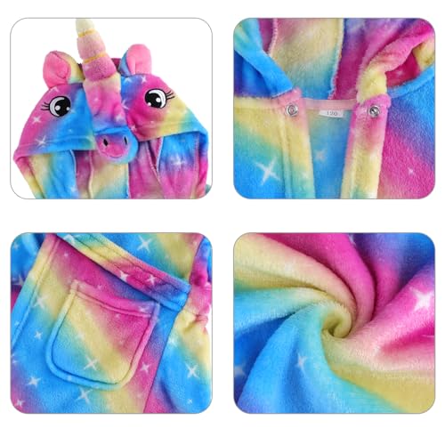 KAKU NANU Bademantel Kinder Mädchen Flauschig Einhorn Plüsch Bademantel Morgenmantel Kinder Kuschel Geschenk Mädchen 4 5 Jahre 104 110