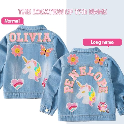 Personalized Denim Jacket for Girls Boys Kids & Toddler, Girls' Spring Autumn Denim Jackets Outerwear, Personalized Baby Gifts, Custom 1-8st Christmas Birthday Gifts for Girls Boys3