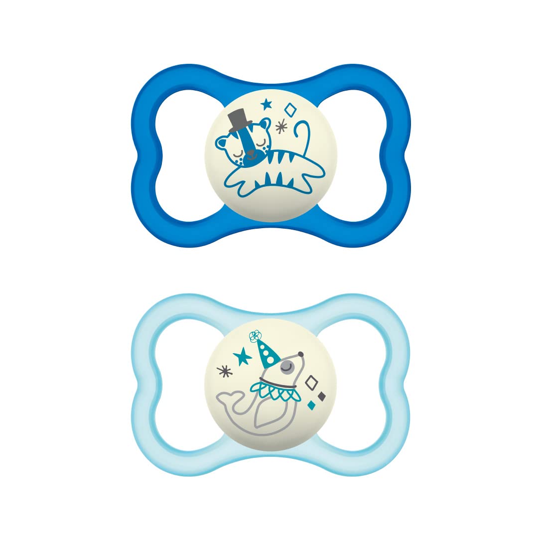 Mam Air Night Ciuccio Luminoso In Set Da 2, In Silicone, 16+ Mesi, Azzurro, 12.2 x 9 x 4.7 cm; 40 grammi