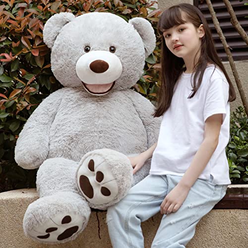 Image of MorisMos Smile Giant Teddy Bear, 51inch Large Stuffed Bears with Big Footprints, Big Stuffed Animals Cuddly Plush Gifts for Girlfriends, Boyfriend, Gray
