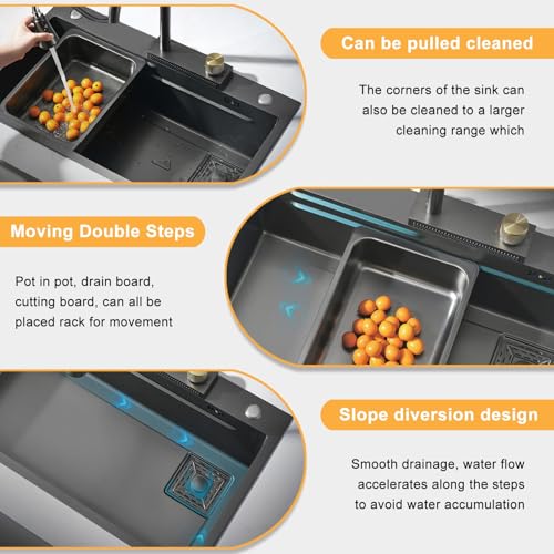 Évier de cuisine 1 bac moderne avec accessoires complets pour plan de travail