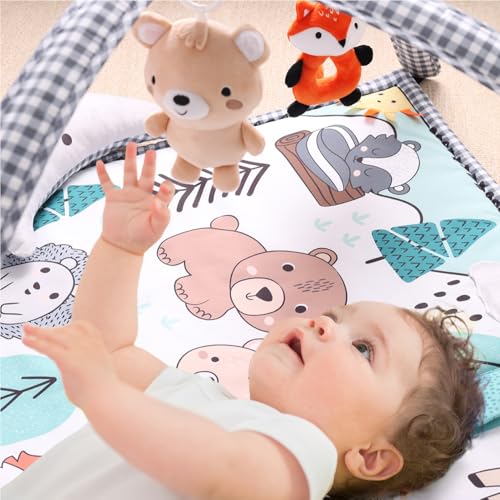 The Peanutshell Unisex Baby Play Gym & 7-in-1 Play Mat - Playmat Baby Toys 0-6, 6-12 Months Tummy Time Mat with Hanging Toys, Soft Padded for Newborns, Infants - Woodland - Thumbnail 6