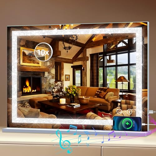 Fenair Vanity Mirror with Lights and Bluetooth Speaker 31.5"x23.4...