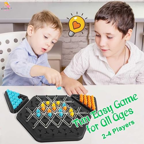 Image of Wishkey Chain Triangle Chess Triggle Rubber Band Strategy Board Game STEM Learning Geoboard Puzzle for Kids & Adults, 2-4 Players Family Fun Night Party Game, Educational Geometry & Brain Teaser Toy