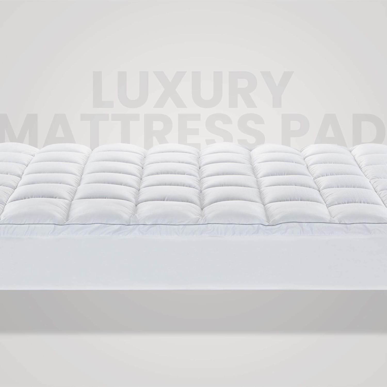 SLEEP ZONE King Cotton Mattress Topper, Ultra Fluffy Soft Mattress Pad Pillowtop Cooling Mattress Cover Fits 8-21 inch Deep Pocket, White